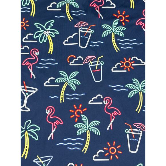 NWT Chubbies Performance Polo Men's Large Neon Light Print Navy Tropical Fun - Picture 6 of 9
